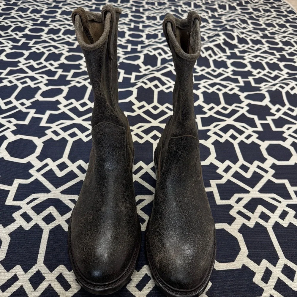 Allen Edmonds Dallas Roper Boots Husk Leather Pull On Western Boots Mens 10D